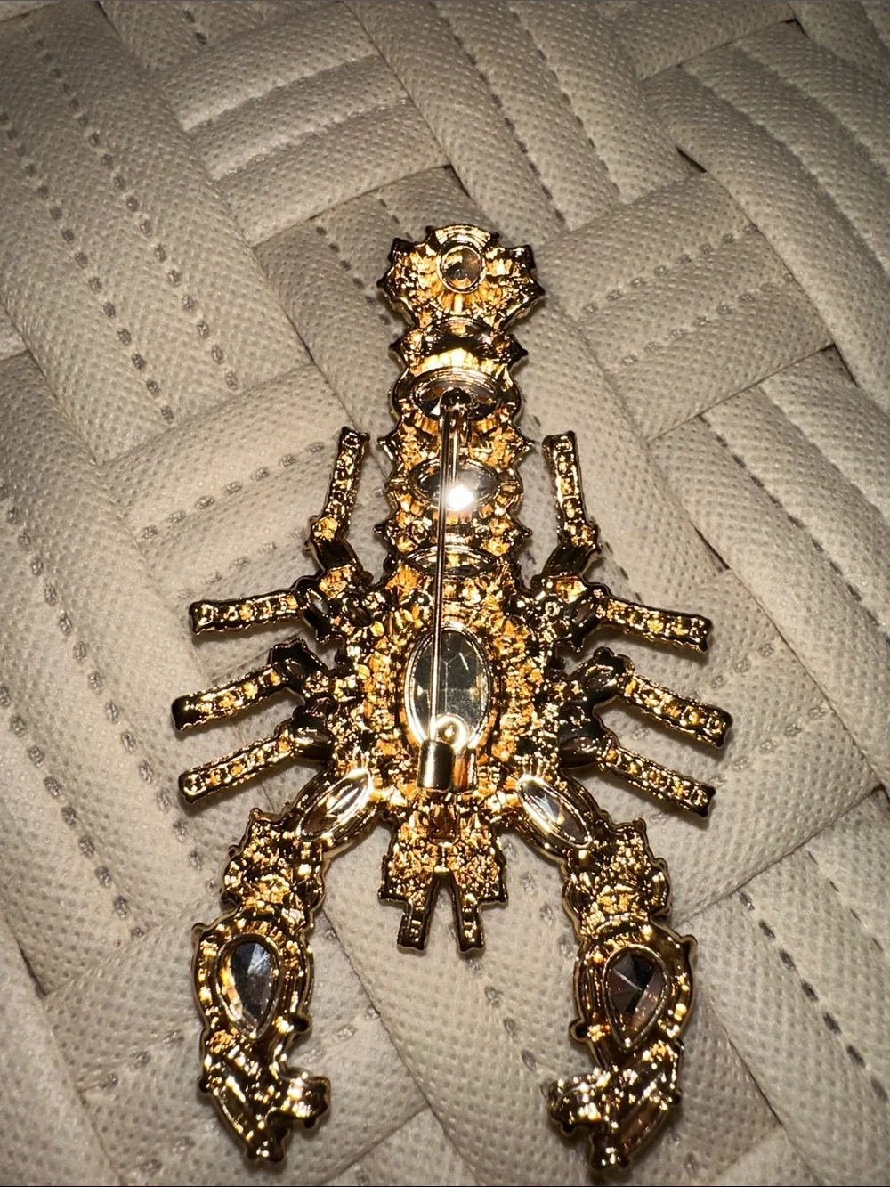 Gold-Tone Multicolor Lobster Brooch - Purple & Teal Crystal Accents